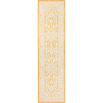 Sinjuri Medallion Textured Weave Indoor/outdoor Runner Rug